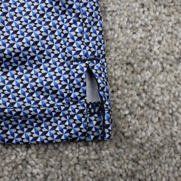 Maelreg Performance Polo Shirt Mens Small Blue Geometric Stretch S/S Pullover - Picture 9 of 13